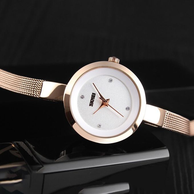 Skmei 1390 Luxury Stainless Steel Minimalist wristwatch for Women- Rose Gold