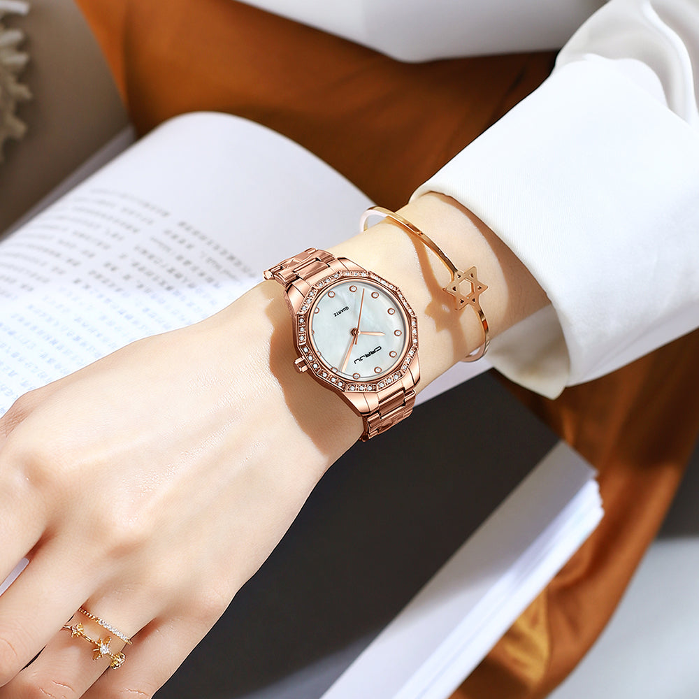 CRRJU 2195 Luxury Quartz Ladies Stainless Steel Watch-Rose Gold
