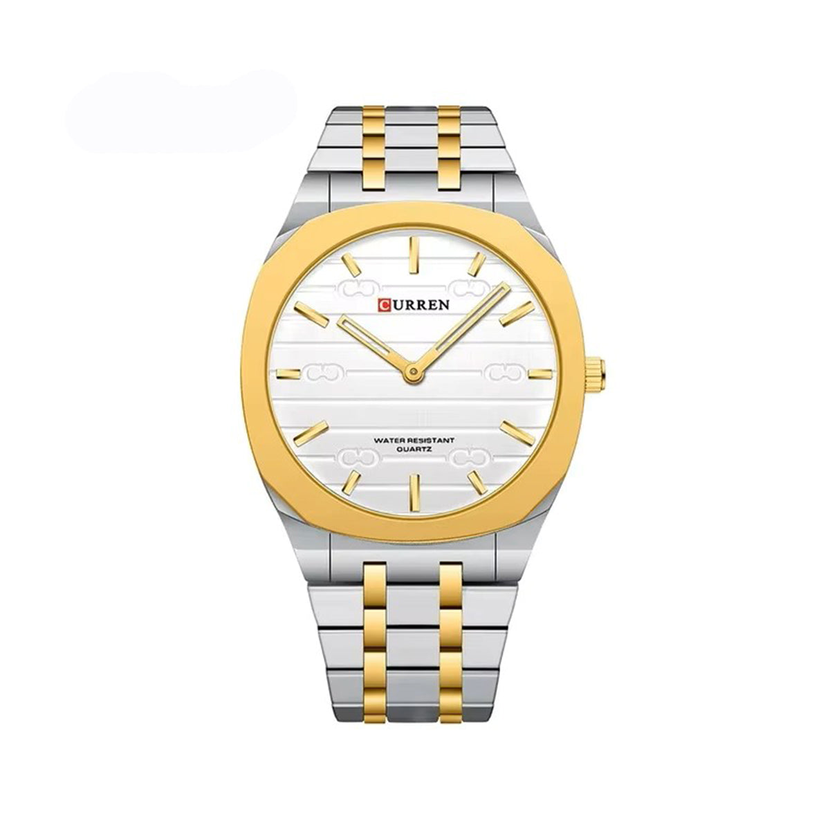 CURREN 8444 Ultra Thin Stainless Steel Watch For Men-Silver White