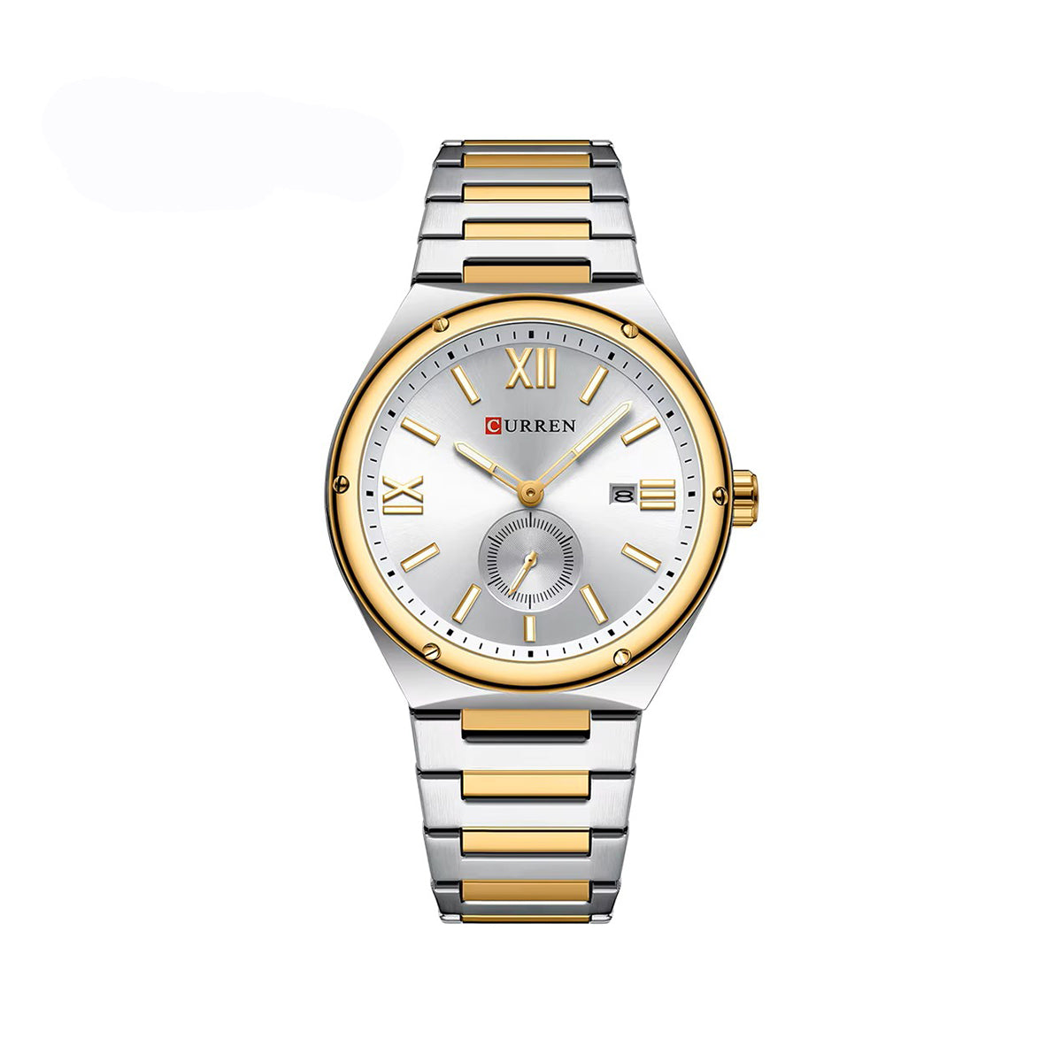 CURREN 8471 New Casual Stainless Steel Quartz Men's Watch-Silver Gold