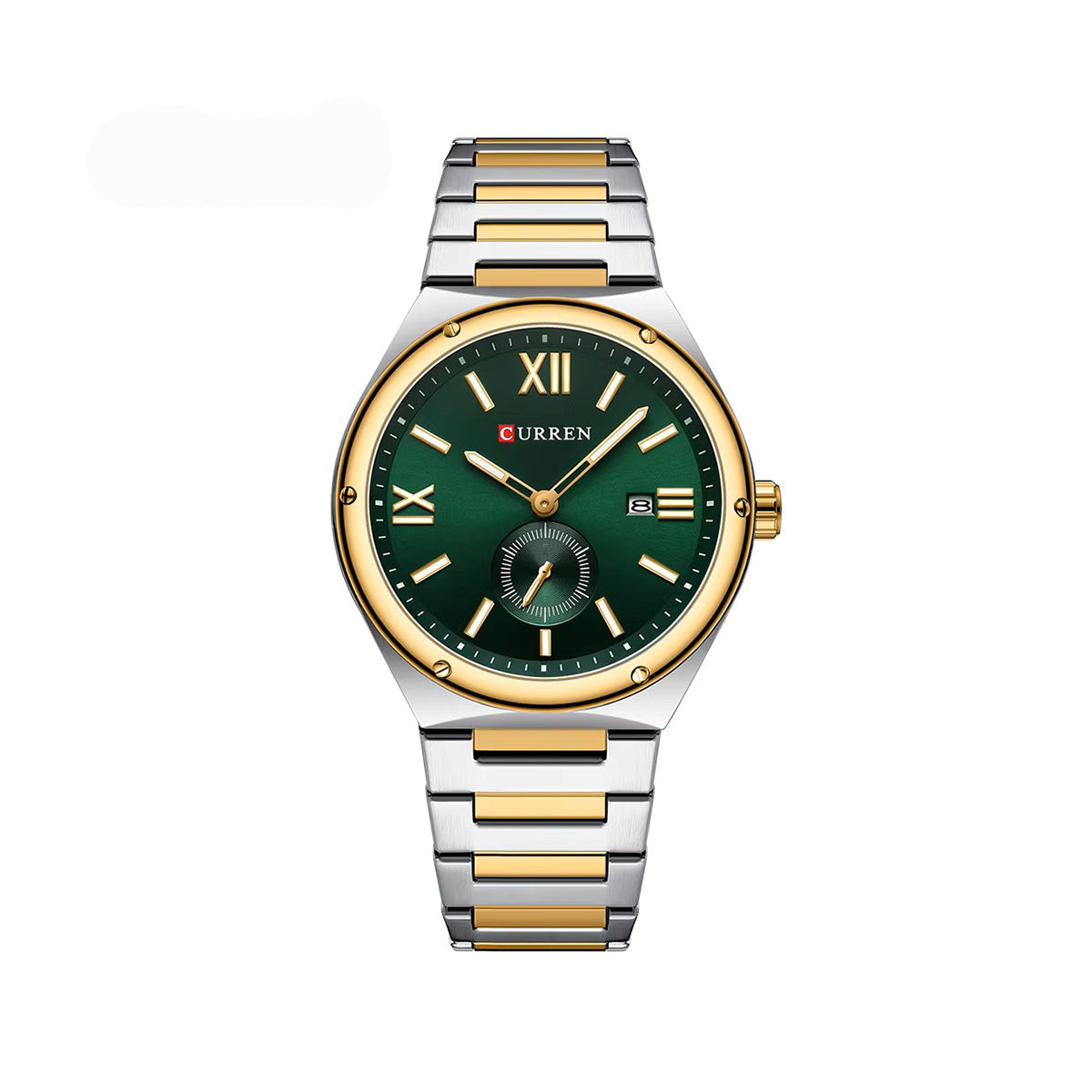 CURREN 8471 New Casual Stainless Steel Quartz Men's Watch-Silver Green