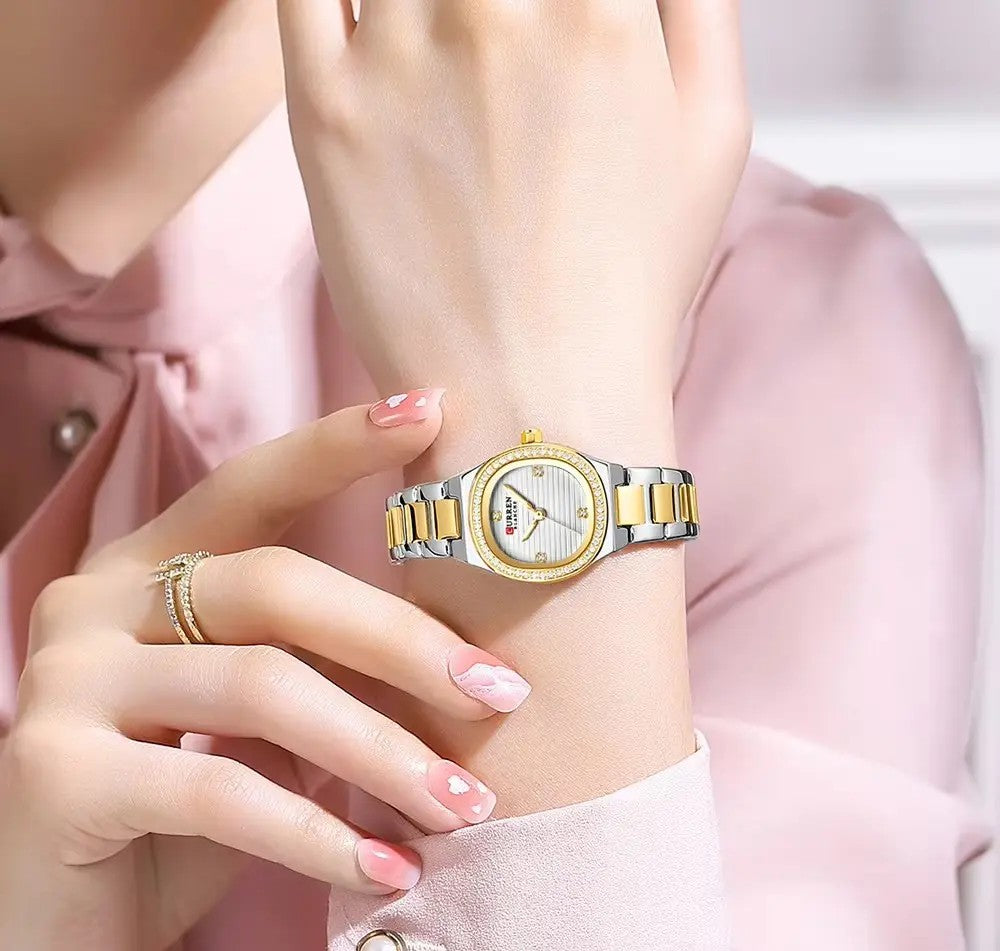 CURREN 9101 Casual Quartz Stainless Steel Luminous Ladies Watch-White