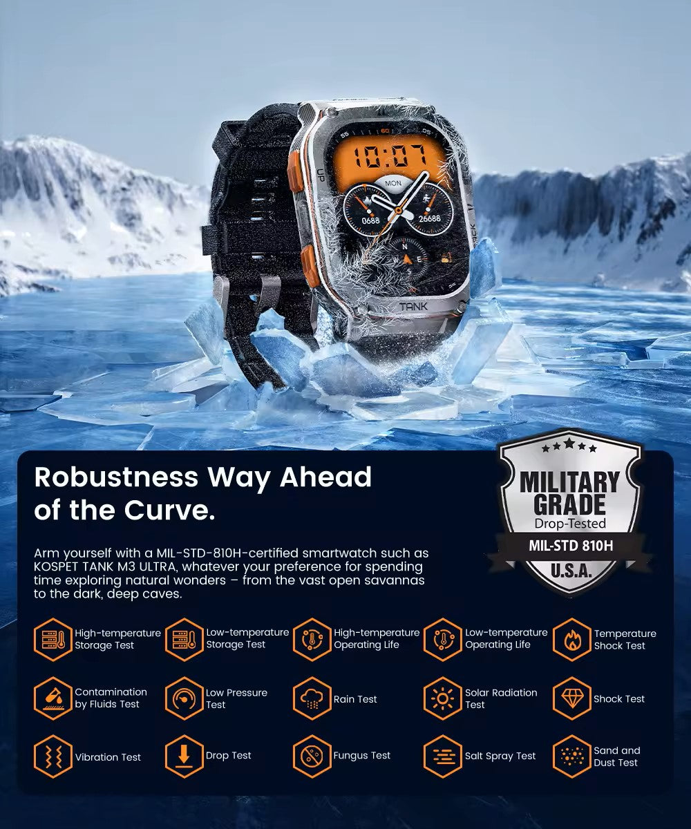 KOSPET TANK M3 Ultra Rugged Smartwatch with GPS – Silver