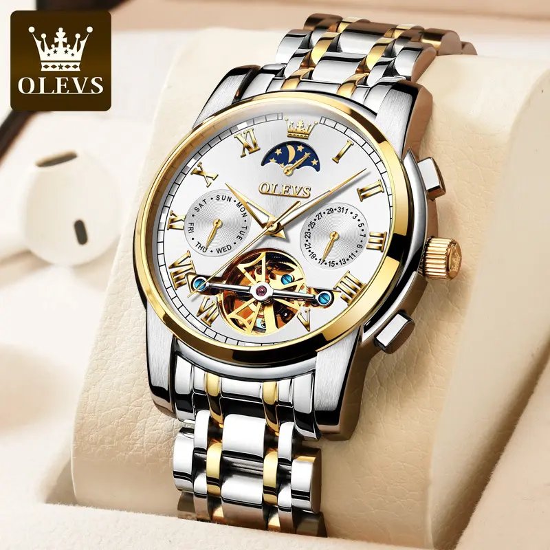 OLEVS 6617 Men’s Classic Mechanical Watch- Silver white