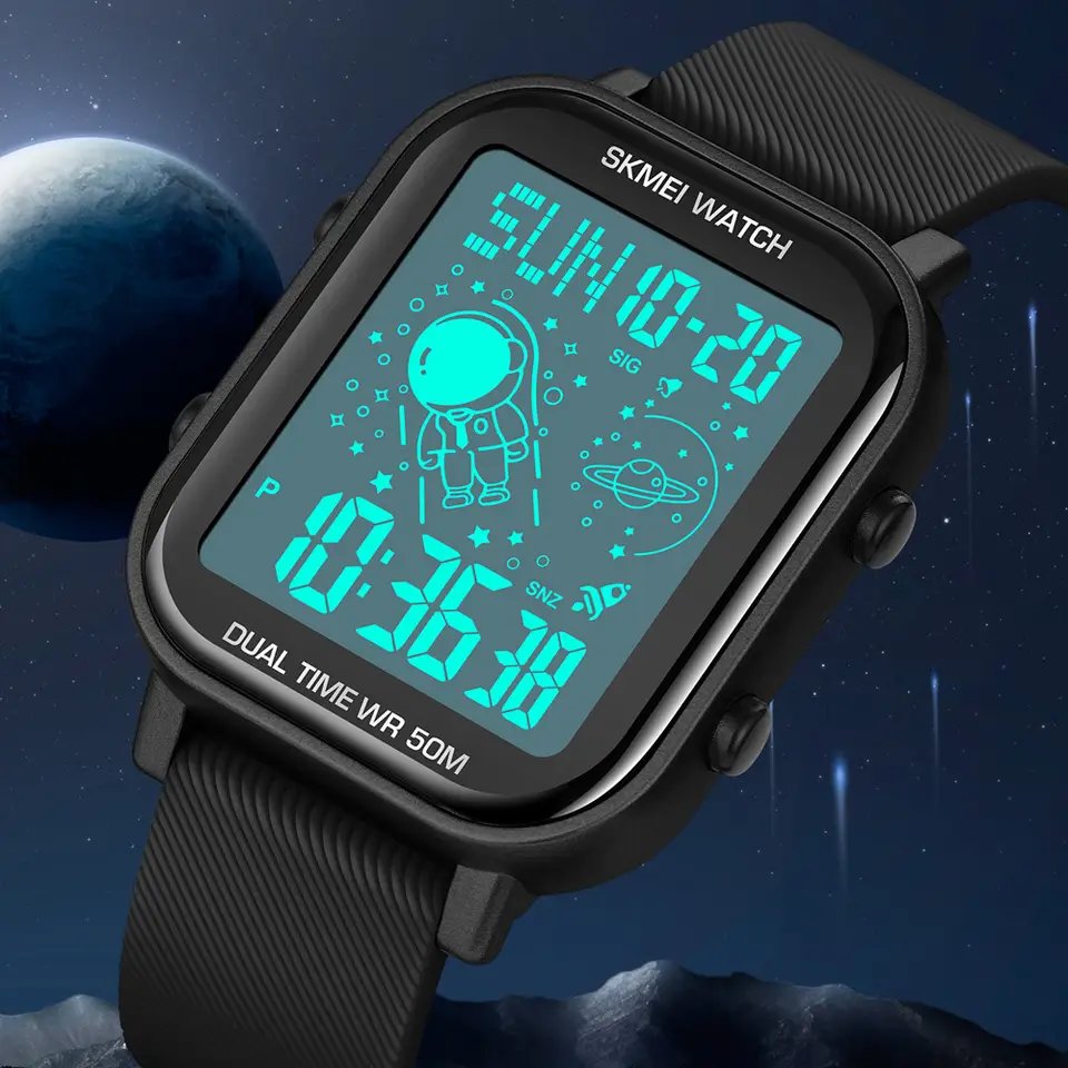 SKMEI 1971 Digital Custom Waterproof Sport Silica Men Wristwatch- Black