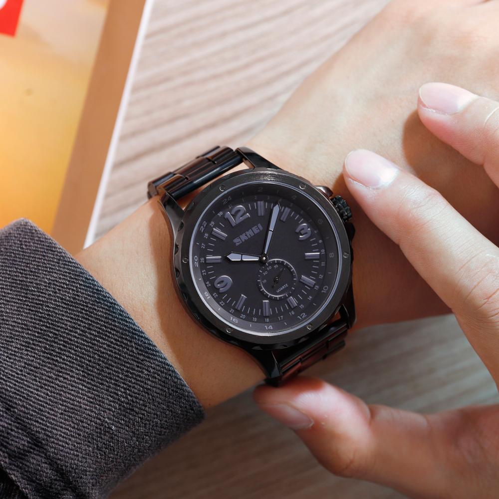 SKMEI 1513 Stainless Steel Analog Quartz Men’s Watch- Black