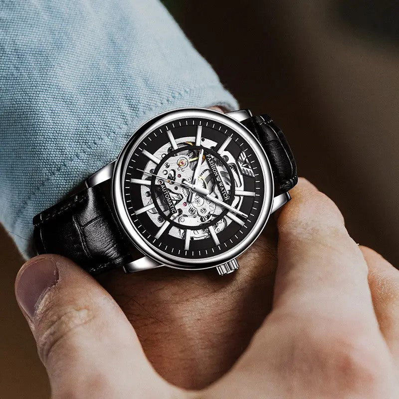 Trsoye 8368 Automatic Stainless Steel Watch for Men - Black