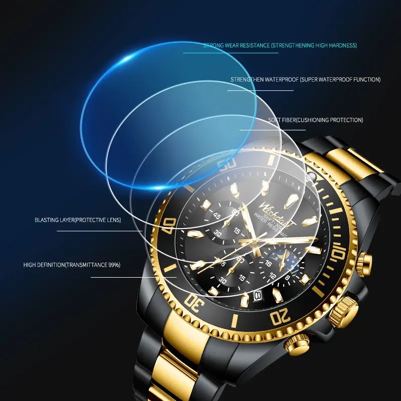 WISHDOIT 156 Luxury Brand Luminous Stainless Steel Wrist Watch for Men’s