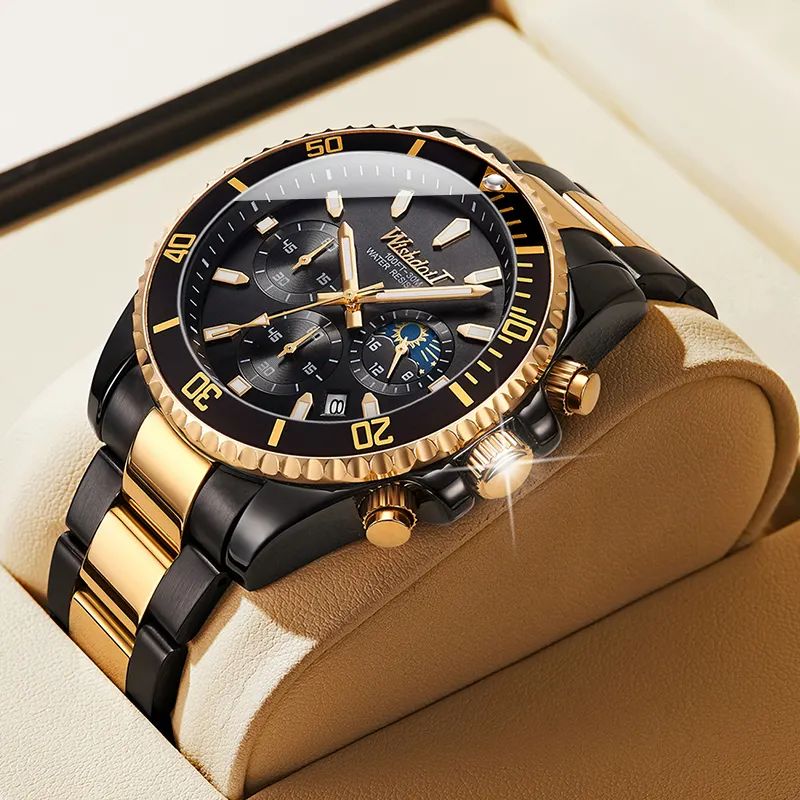 WISHDOIT 156 Luxury Brand Luminous Stainless Steel Wrist Watch for Men’s