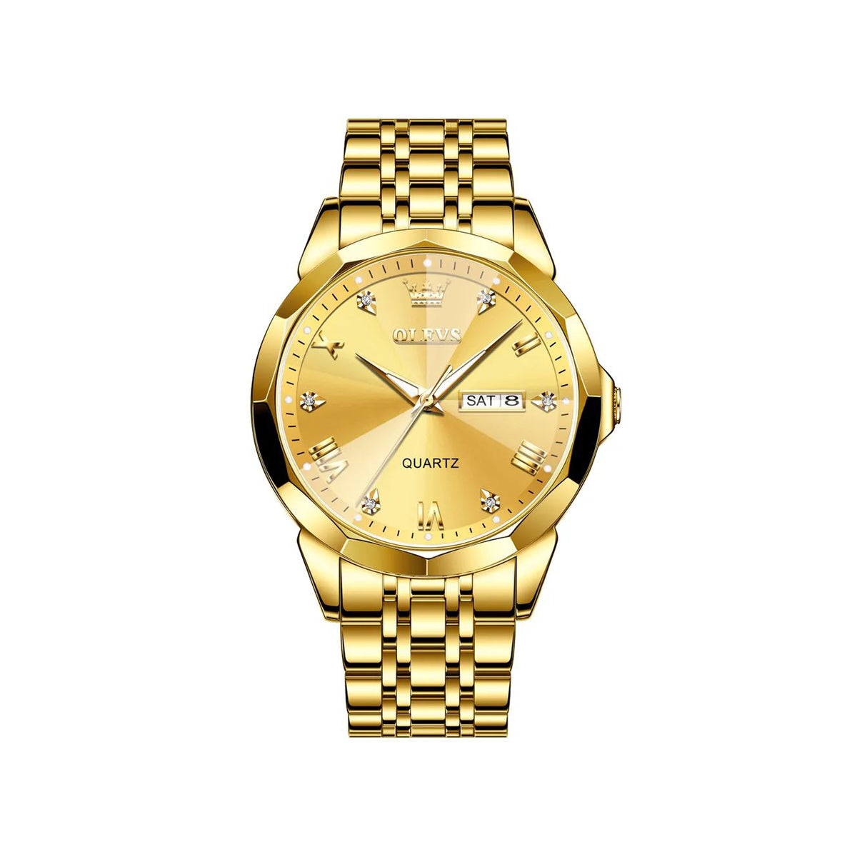 Olevs 9931 New luxury Fashion stainless steel imported quartz movement wrist-watch for Men- Gold