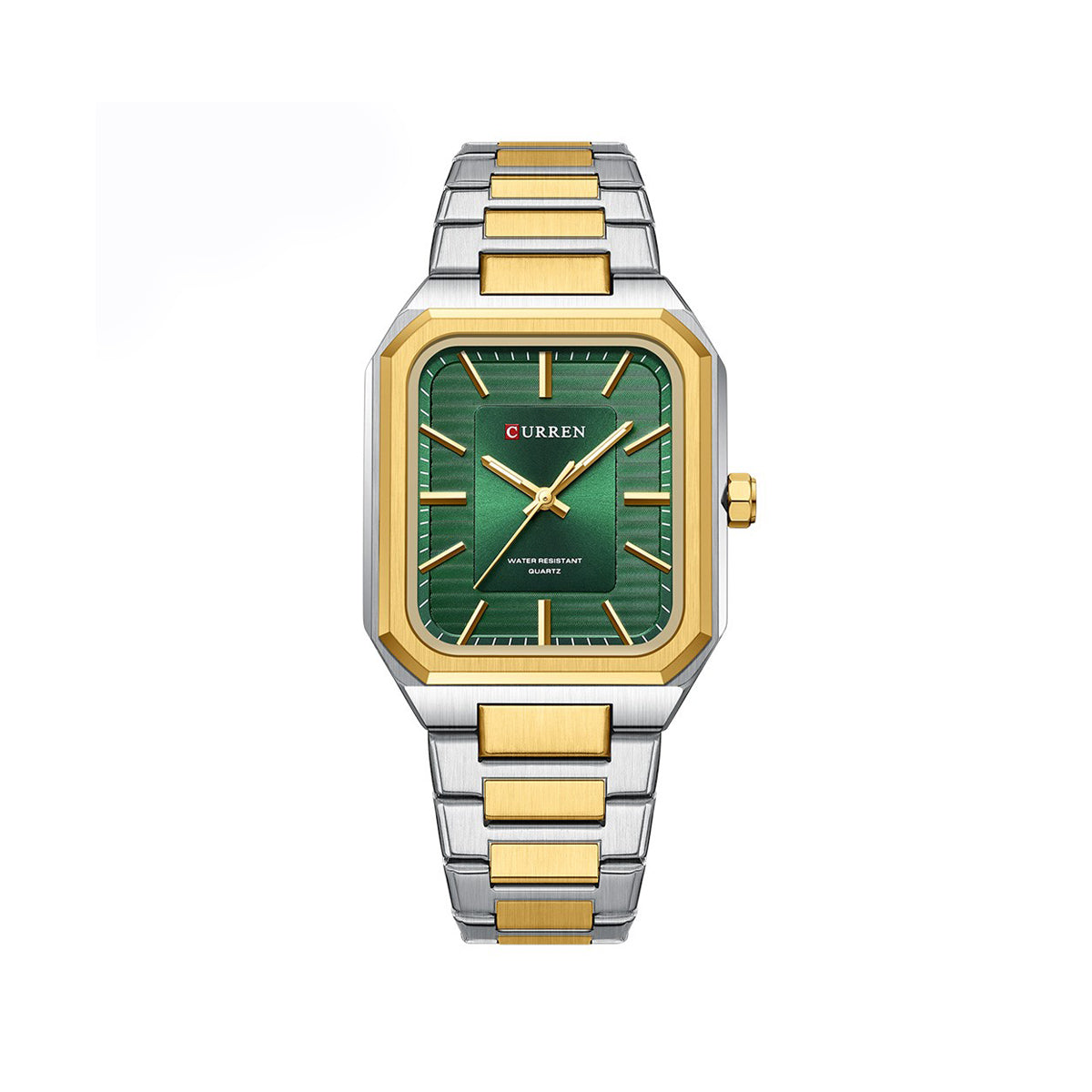 CURREN 8457 Luxury Brand Watch for Men - Silver Rose Gold & Green