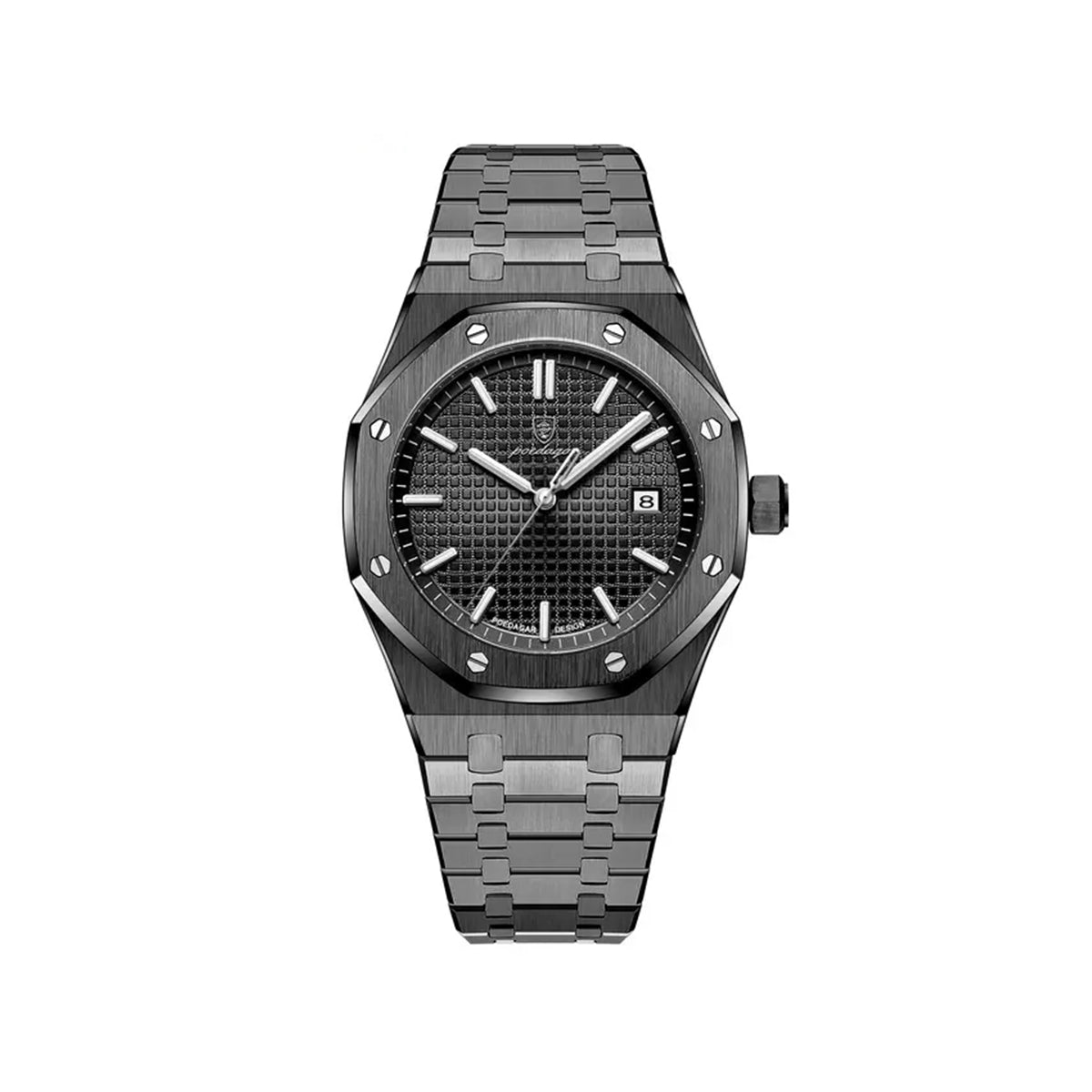 Poedagar 924 Fashion Quartz Stainless steel Men's Wrist Watch- Black