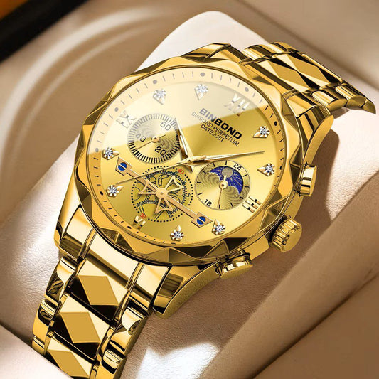 BINBOND 1236 Classic Style Quartz Luminous Men's Watch-Gold