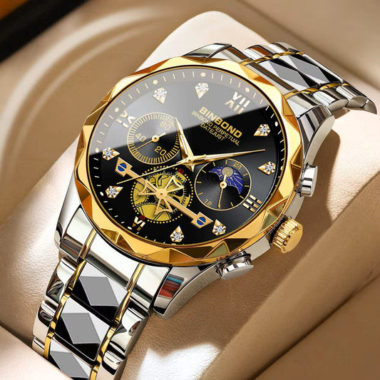 BINBOND 1236 Classic Style Quartz Luminous Men's Watch-Gold Black