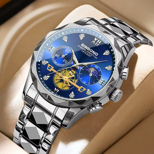 BINBOND 1236 Classic Style Quartz Luminous Men's Watch-Silver Blue