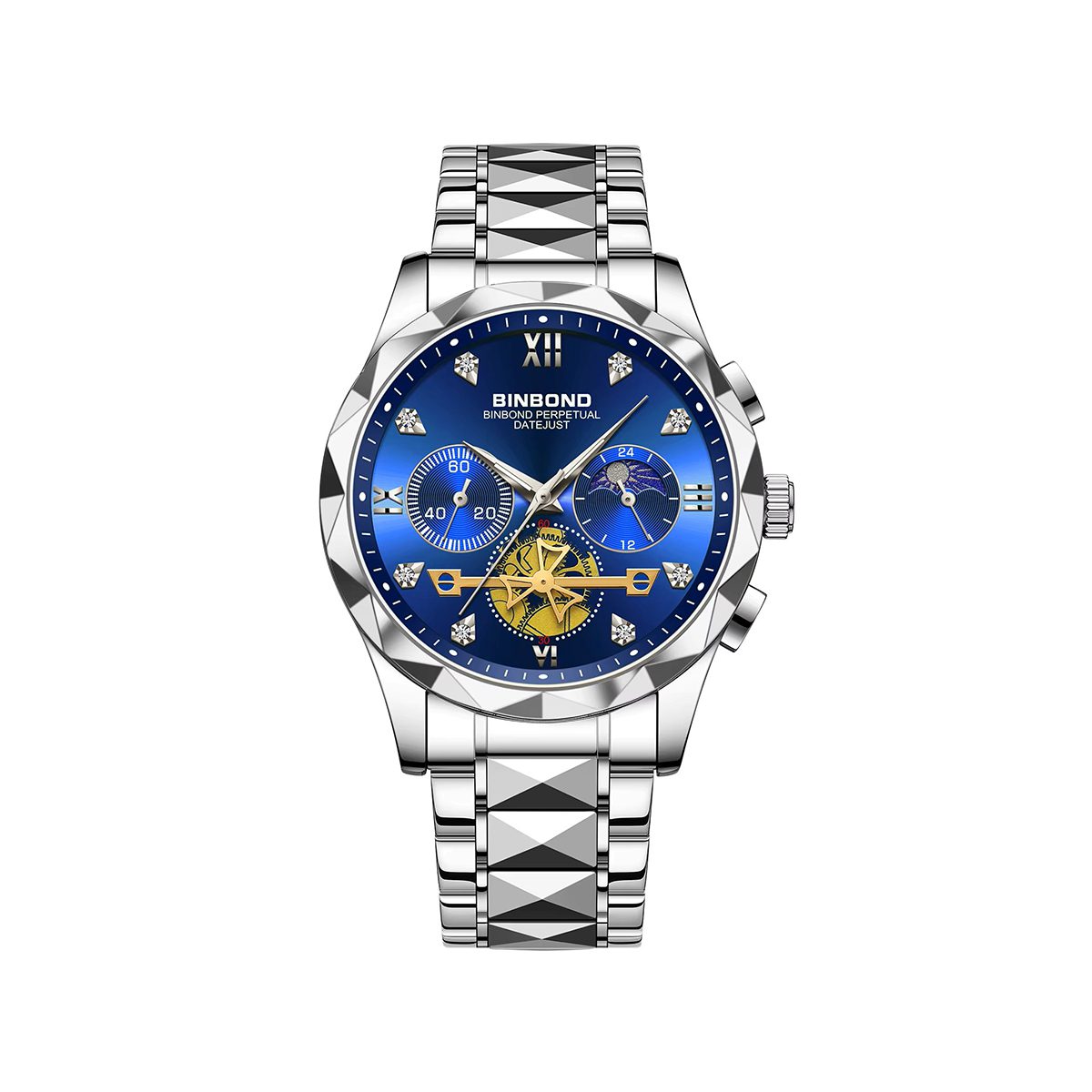 BINBOND 1236 Classic Style Quartz Luminous Men's Watch-Silver Blue