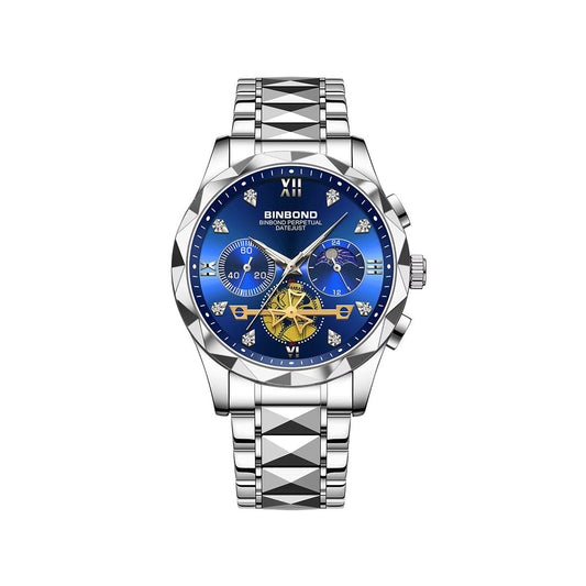 BINBOND 1236 Classic Style Quartz Luminous Men's Watch-Silver Blue