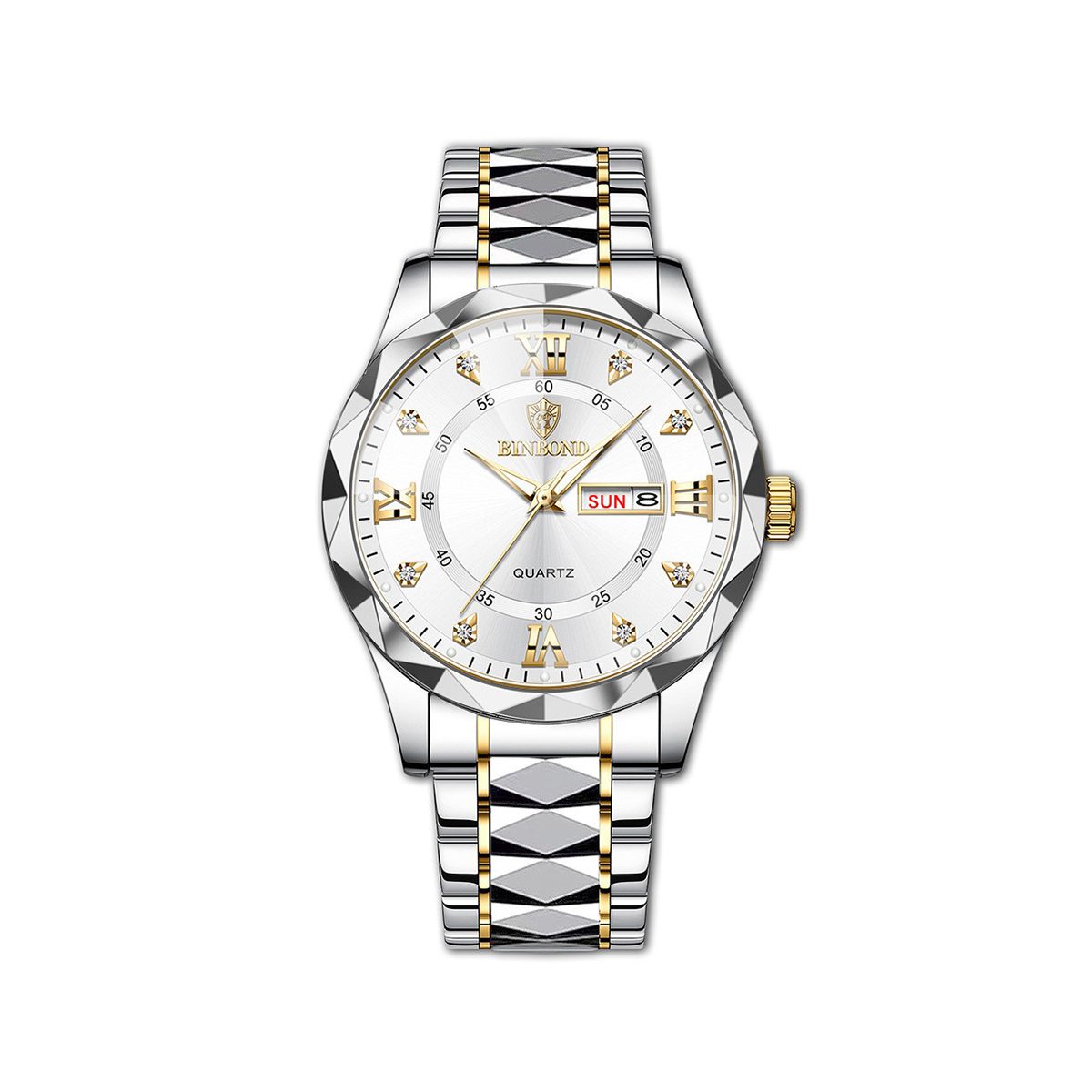 BINBOND 2521 Quartz Luminous Stainless Steel Watch For Men-Silver