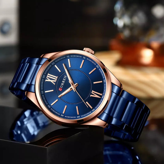 CURREN 8423 Formal Fashion Stainless Steel Analog Men's Watch-Blue
