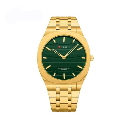 CURREN 8444 Ultra Thin Stainless Steel Watch For Men-Gold Green