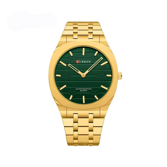 CURREN 8444 Ultra Thin Stainless Steel Watch For Men-Gold Green