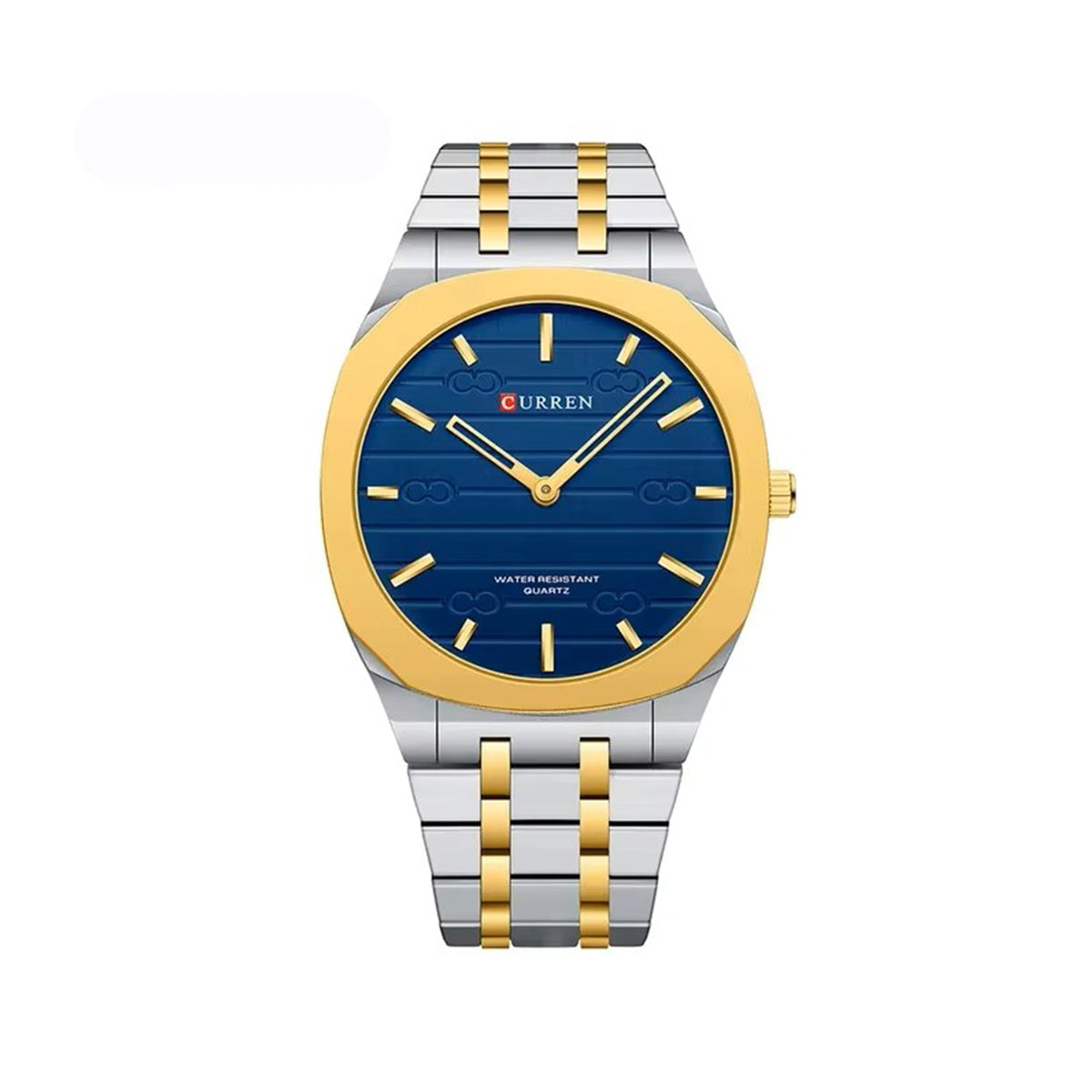 CURREN 8444 Ultra Thin Stainless Steel Watch For Men-Silver Blue