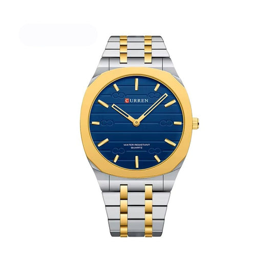 CURREN 8444 Ultra Thin Stainless Steel Watch For Men-Silver Blue