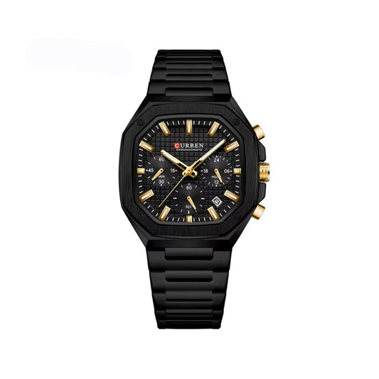 CURREN 8459 Casual Chronograph Stainless Steel Men's Watch-Black Gold