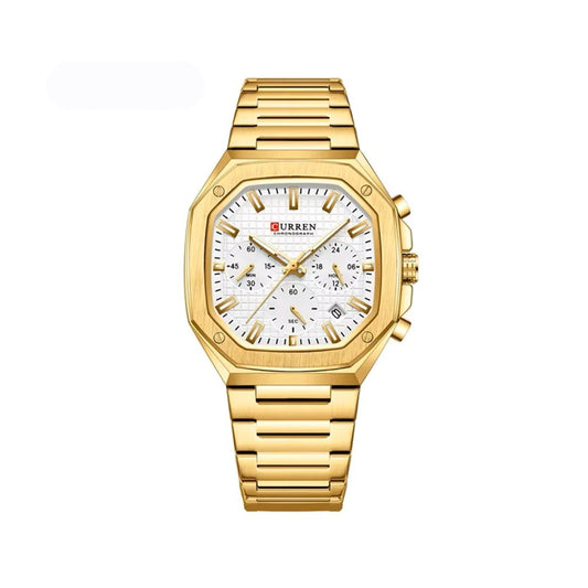 CURREN 8459 Casual Chronograph Stainless Steel Men's Watch-Gold White