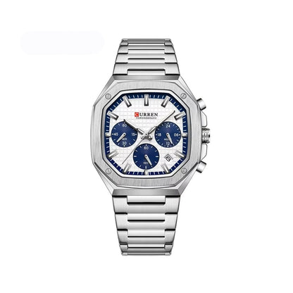 CURREN 8459 Casual Chronograph Stainless Steel Men's Watch-Silver Blue