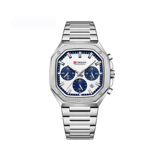 CURREN 8459 Casual Chronograph Stainless Steel Men's Watch-Silver Blue