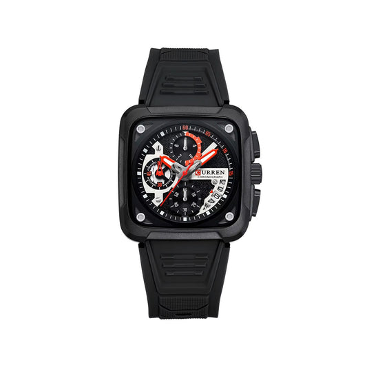 CURREN 8461 Unique Luminous Sporty Silicone Strap Watch for Men-Black