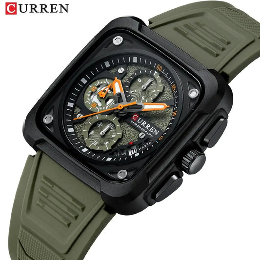CURREN 8461 Unique Luminous Sporty Silicone Strap Watch for Men-Green
