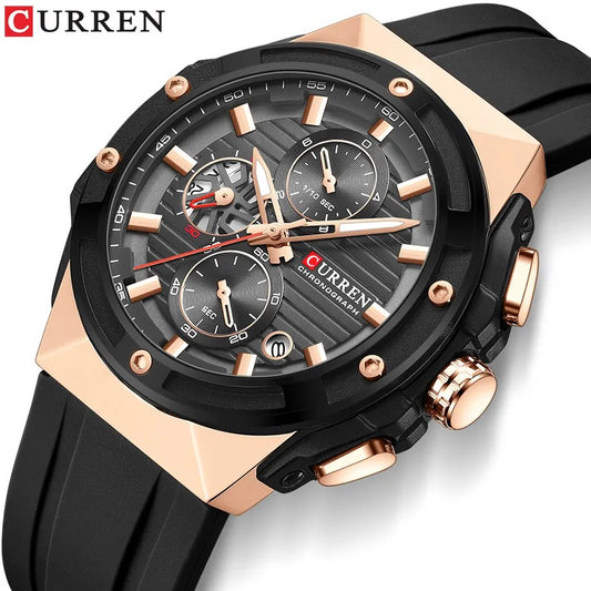 CURREN 8462 Chronograph Luminous Casual Silicon Strap Watch for Men