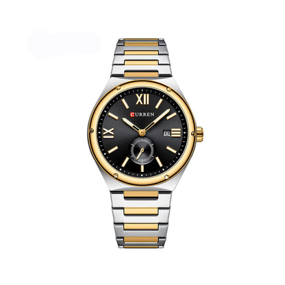 CURREN 8471 New Casual Stainless Steel Quartz Men's Watch-Silver Black
