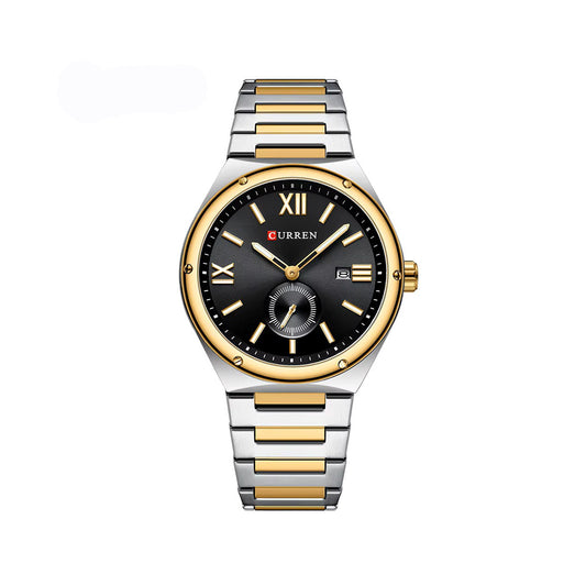 CURREN 8471 New Casual Stainless Steel Quartz Men's Watch-Silver Black