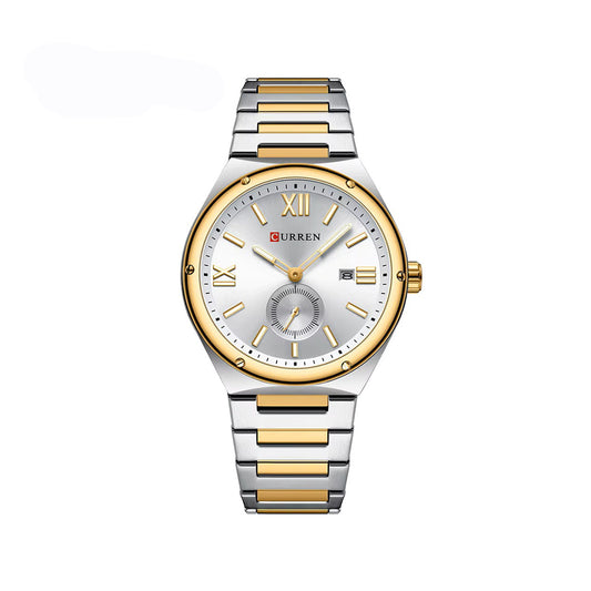 CURREN 8471 New Casual Stainless Steel Quartz Men's Watch-Silver Gold