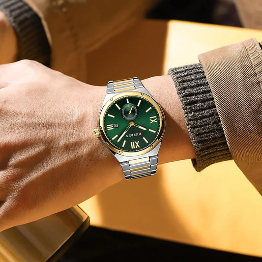 CURREN 8471 New Casual Stainless Steel Quartz Men's Watch-Silver Green