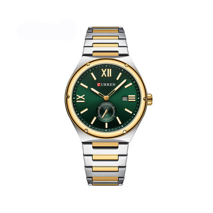 CURREN 8471 New Casual Stainless Steel Quartz Men's Watch-Silver Green