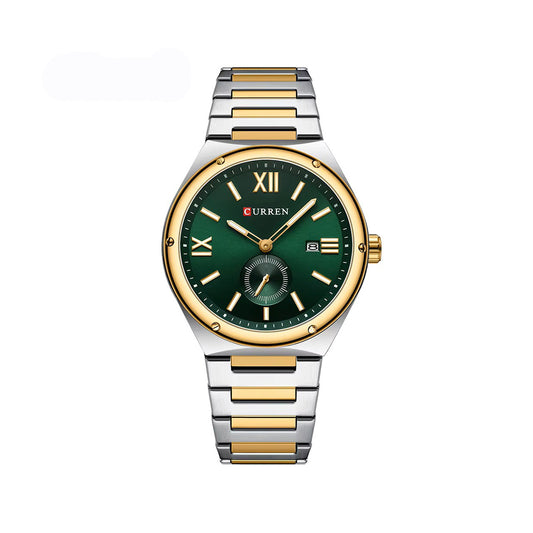 CURREN 8471 New Casual Stainless Steel Quartz Men's Watch-Silver Green