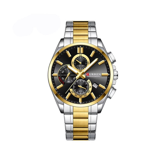 CURREN 8475 Classic Chronograph Stainless Steel Men's Watch-Gold Black