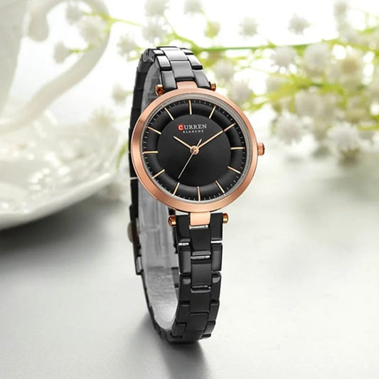 Curren 9054 Quartz Bracelet Watch for Women - Black