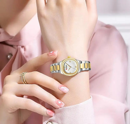 CURREN 9101 Casual Quartz Stainless Steel Luminous Ladies Watch-White