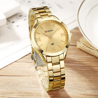 Curren C9007L Classic Women Watch with Date – Gold