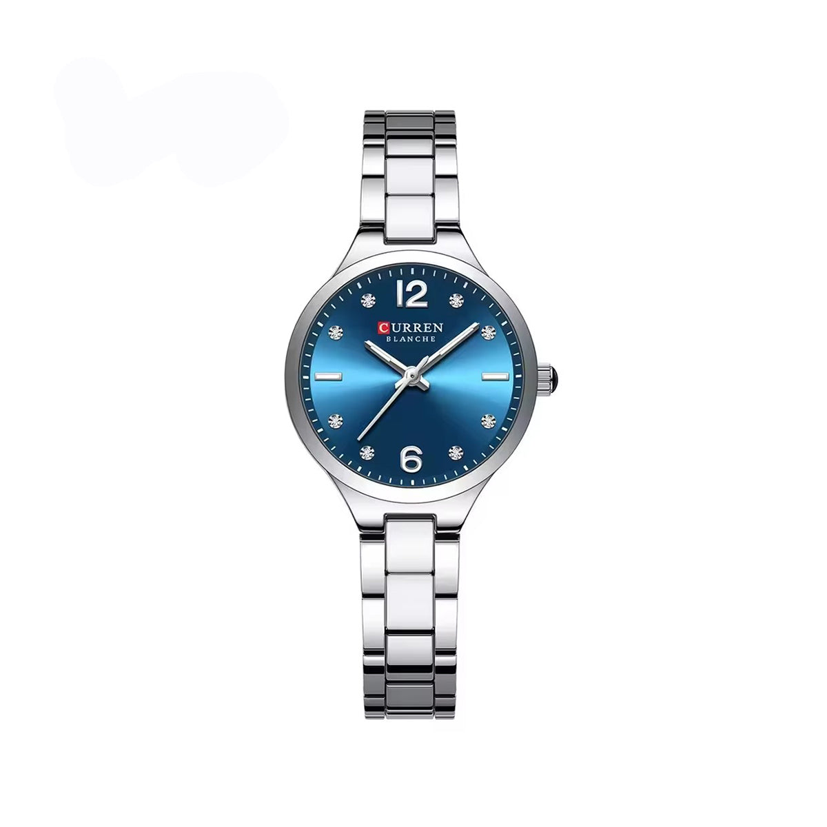 Curren 9105 Elegant Fashion Diamond Ladies Watch-Silver Blue