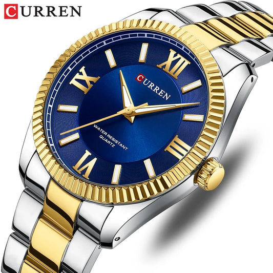 CURREN 8453 Luxury Brand Watch for Men - Silver Gold & Blue