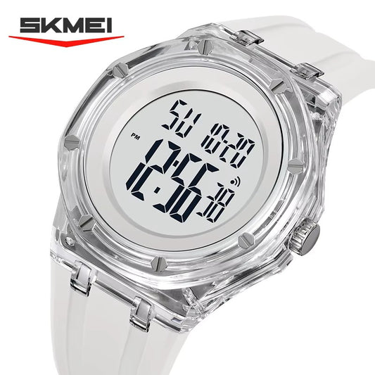 SKMEI 2489 Digital Watch Activity Silicone Strap Water Resist Chrono Calendar Sports Watch- White