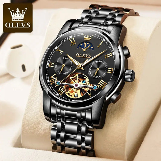 OLEVS 6617 Men’s Classic Mechanical Watch- Black
