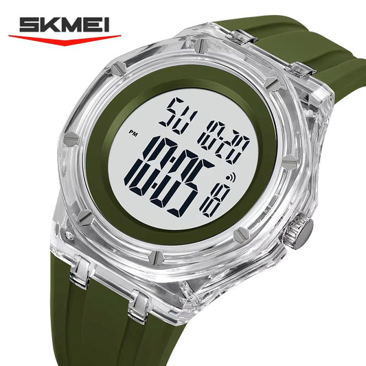 SKMEI 2489 Digital Watch Activity Silicone Strap Water Resist Chrono Calendar Sports Watch- Green