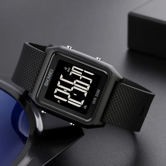 Skmei 1866 Square Large Screen Multi-function Watch for Men - Black